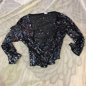 Black Sequined Sweater L